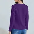 thumbnail image 4 of YUGYXL Fall Satin Blouse for Women Long Sleeve Business Shirts Elegant Silky Work Dressy Tops Casual V-Neck Basic Tees Purple XL, 4 of 7
