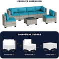 thumbnail image 2 of 7-Piece Outdoor Patio Furniture Set, PE Wicker Rattan Sectional Sofa Conversation Set with Tempered Glass Table & Thick Cushions - All-Weather Garden, Backyard Furniture,Turquoise, 2 of 7