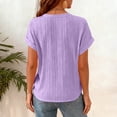 thumbnail image 5 of vigerkar Women's V Neck T Shirt Short Sleeve Casual Basic Tops Loose Fit Henley Tee Summer Lightweight Blouse (Purple, M), 5 of 9