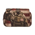 thumbnail image 2 of Goofa Patriotic Deer Soldier Salute Pattern Double Layer Pen Pencil Case, Protective Large Capacity Storage Organizer Pen Pouch, Office College Supplies for Teens Adults, 2 of 7