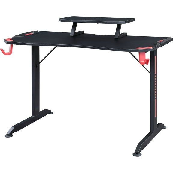 Lorell Gaming Desk, w/Monitor Shelf/Hooks, 48"x26"x36" , Black (LLR84393)