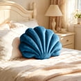 thumbnail image 5 of Partheme 15x11 in Soft Velvet Seashell Throw Pillow,Lint Free Shell Shape Cushion Decorative Accent for Sofa Couch Bed Living Room.Mother’s Day Coastal Gift and Beach House Decor Essential,Dark Blue, 5 of 6