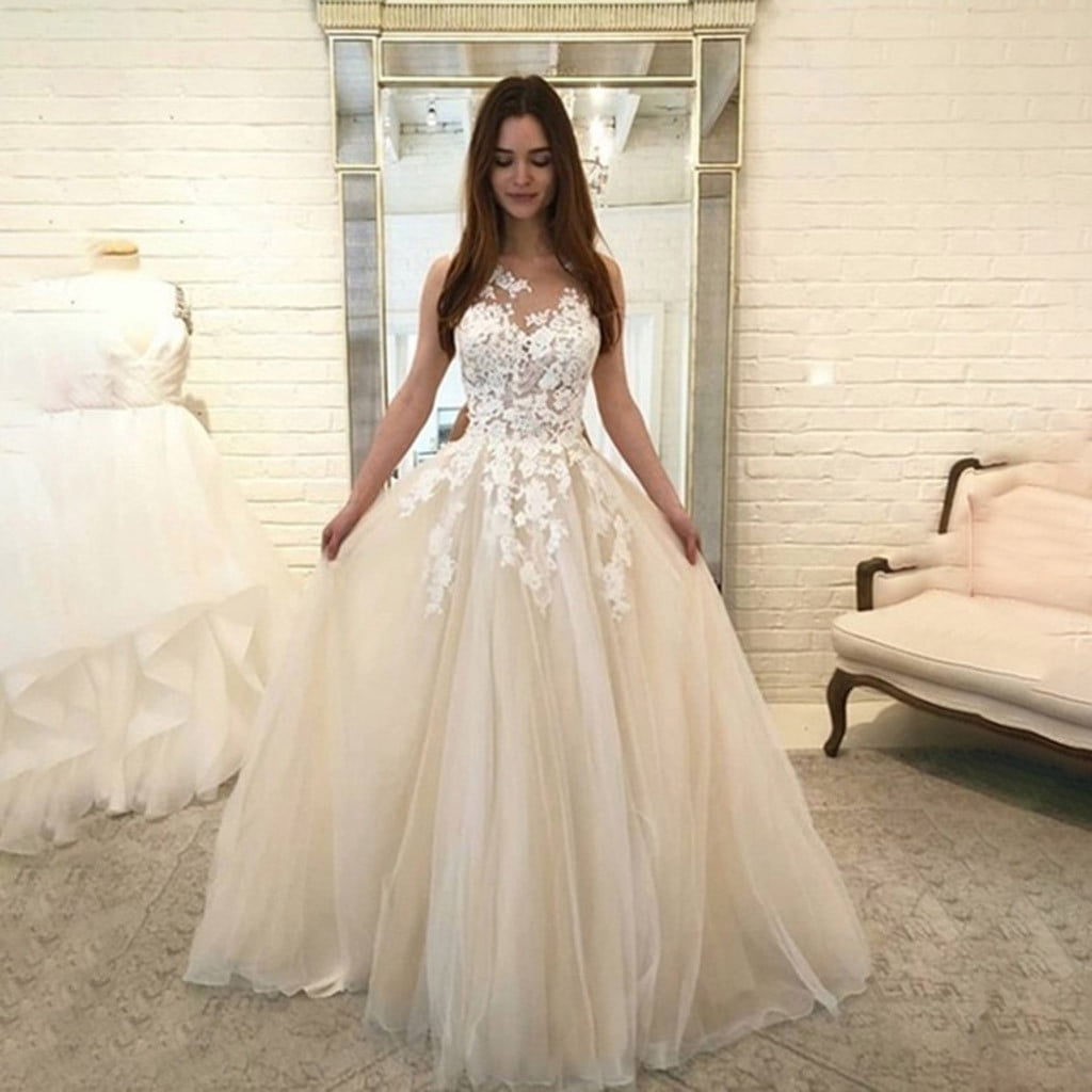 1pc Woman Dress Beautiful Elegant Lace Patchwork Wedding Clothes for Woman Bride 