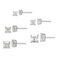 thumbnail image 3 of 925 Sterling Silver Polished White CZ Post Earrings Set, 3 of 5