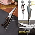 thumbnail image 4 of ANDONG Kitchen Scissors, Heavy Duty Professional Poultry Shears, Stainless Steel Spring Loaded, Dishwasher Safe, with Black Leather Sheath, 4 of 7