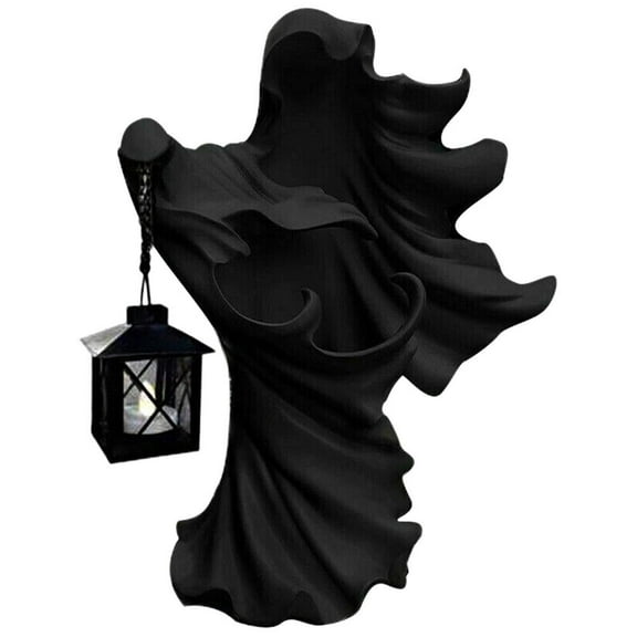 Halloween Cracker Barrel Ghost Witch Messenger with LED Lantern Ghost Statue Ornament Halloween Decorations