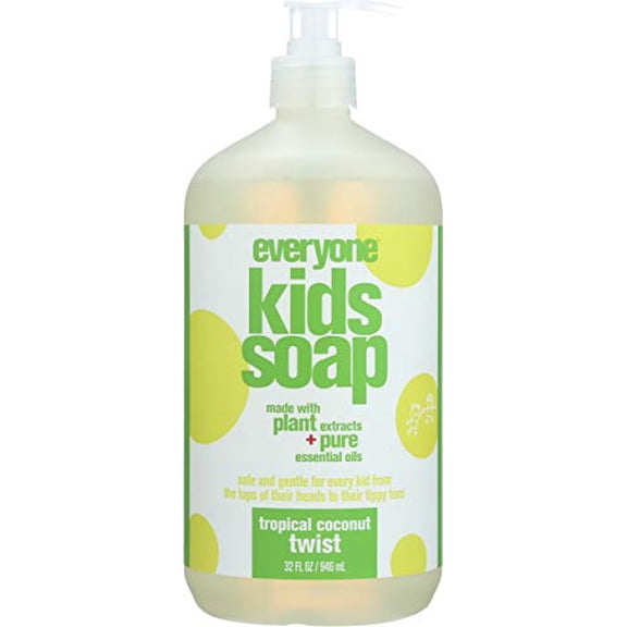 Everyone 3-in-1 Soap for Every Kid Safe, Gentle and Natural Shampoo, Body Wash, and Bubble Bath, Tropical Coconut Twist