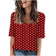 thumbnail image 2 of WXLWZYWL Polka Dots Tops for Women Plus Size V Neck Half Sleeve Button Front Vintage Office Summer Casual Loose Blouse Top, 2 of 4