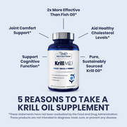 1MD Nutrition KrillMD - Antarctic Krill Oil Omega 3 Supplement with Astaxanthin, EPA, DHA | 2X More Effective Than Fish Oil | 60 Lemon-Coated Softgels