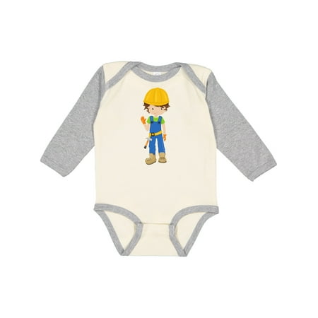 

Inktastic Construction Worker Brown Hair Cute Boy Hammer Gift Baby Boy Long Sleeve Bodysuit