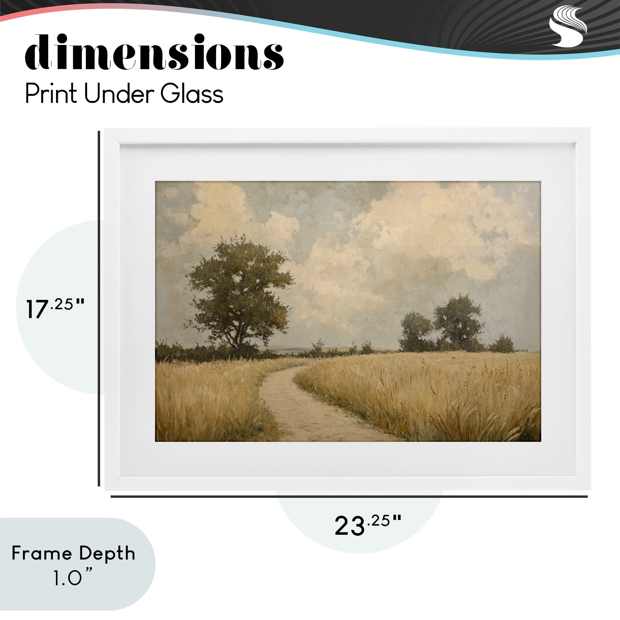 Stupell Industries Soft Field of Wheat White Framed Print Under Glass, design by Petal Prints Design