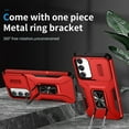 thumbnail image 2 of Dteck for Samsung Galaxy S23 Plus with Camera Cover & Kickstand, Heavy Duty Military Grade Shockproof Rugged Slide Lens Protection 360 Rotate Ring Stand, Impact-Resistant Protective Bumper, red, 2 of 8