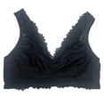 thumbnail image 4 of Alun Women's Elegant Lace Deep V-Neck Curvy Racerback Bras Lightweight Breathable No Underwire Bralette Light Support Full Coverage Daily Wear Bra Black XXL, 4 of 5