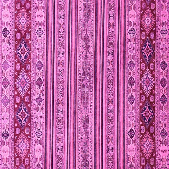 Ahgly Company Indoor Square Abstract Pink Modern Area Rugs, 7' Square