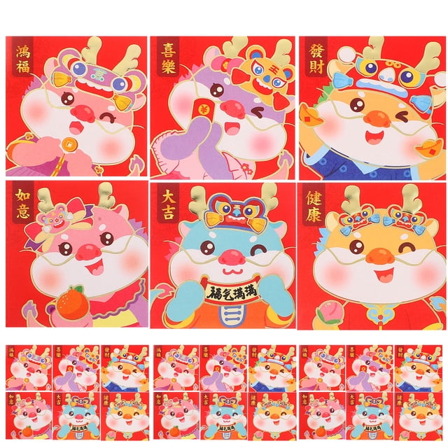 24Pcs Versatile Spring Festival Bags Money Storage Pockets Luck Money Packets Festival Supply