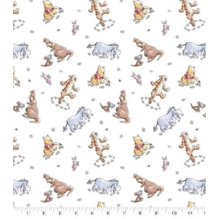 Cotton Winnie The Pooh Sketch Sewing & Craft Fabric By The Yard, White