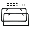 thumbnail image 1 of Unique Bargains 2 Pcs License Plate Frame Metal Stainless Steel Front Rear Car Tag Cover Frame with Screws Bolts Black, 1 of 6