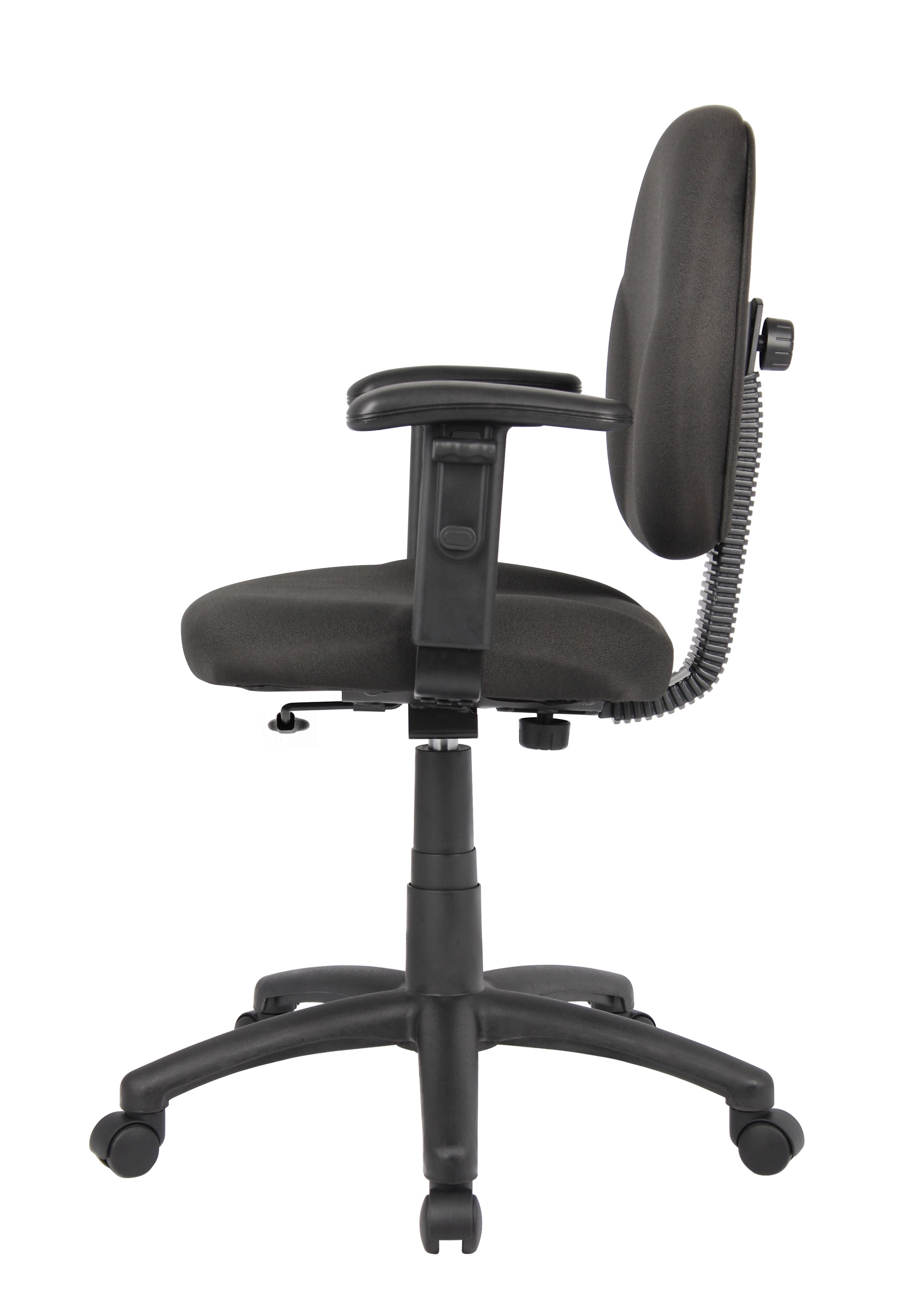 Boss Office Products Fabric Upholstered Wide Seat Office Swivel Chair with Arms in Black
