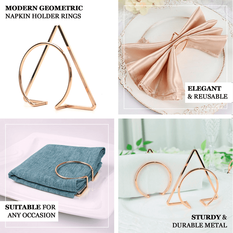 Efavormart Pack Gold Geometric Metal Napkin Rings, Modern
