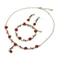 thumbnail image 2 of enjoywould 1 Ensemble Collier Rose Femme Style Français Rétro Élégant Chaîne Dorée Cadeau Féerique Bracelet Fleur Rouge Réglable Kit d'Accessoires de Bijoux, 2 of 5