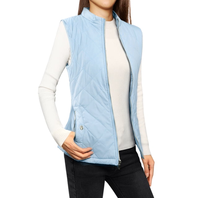 Día de San Patricio Chaleco Acolchado Ligero Con Cremallera Y Cuello Alto Para Mujer Bebe azul M