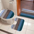 thumbnail image 4 of Blue Brown Grey Bath Mat 3 Piece Bathroom Rug Set, Vintage Stripe Farmhouse Wood Grain Non Slip Bath Rug Contour Mat and Toilet Lid Cover, Absorbent Shower Mats Soft Bath Rugs and Mats Sets, 4 of 8