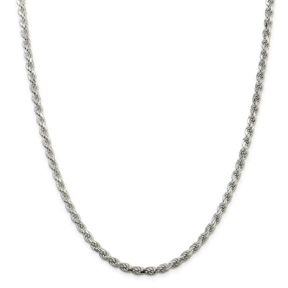 Sterling Silver 4.25mm Sparkle-Cut Rope Chain Necklace - 41.9 Grams - 28 Inch