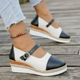 thumbnail image 5 of Black Women'S Wedge Heels Casual Slip-On Round Toe Platform Shoes Color Block Ankle Strap Rope Decor Espadrilles Style Non-Slip Summer 0.64Lb, 5 of 9