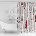 thumbnail image 2 of Polyester Fabric Red Grey Christmas Tree Shower Curtain, Xmas Tree Winter Snowflake, Waterproof Bathtub Curtain Bathroom Decor Set with Hooks 72 x 72 Inches,, 2 of 6