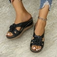 thumbnail image 4 of Guzom Size 9.5 Womens Wide Width Sandals for 2025 Summer Ladies Platform Black Slides Beach Open Toe Slippers for Adult Woman Wedge Sandals Shoes, 4 of 9
