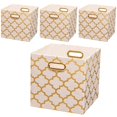 thumbnail image 1 of Posprica Collapsible Storage Bins 11 11 Fabric Storage Baskets Set Of 4 Cream-Gold Lantern, 1 of 5