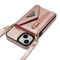thumbnail image 7 of K-Lion for iPhone 14 Plus Leather Wallet Case, Zipper Pocket Card Slots Kickstand Function Adjustable Crossbody Shoulder Strap Shockproof Purse Phone Case for iPhone 14 Plus,Pink, 7 of 7