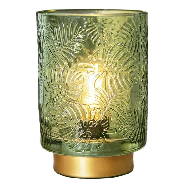 Lámpara Pequeña Que Funciona con Pilas: Lámpara Portátil Inalámbrica para Decoración del Hogar, Lámpara de Mesa de Vidrio con Decoración Estética en Verde Jade