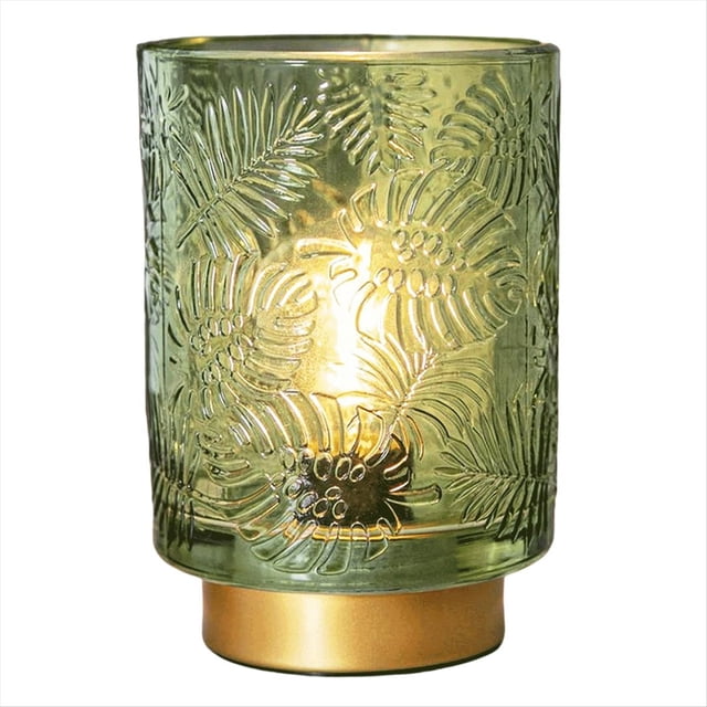 Lámpara Pequeña Que Funciona con Pilas: Lámpara Portátil Inalámbrica para Decoración del Hogar, Lámpara de Mesa de Vidrio con Decoración Estética en Verde Jade