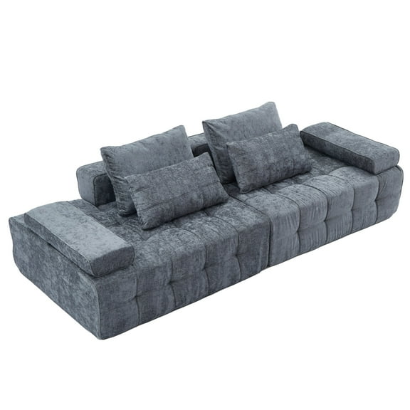 Sofa Couch for Living Room, Modern Loveseat Sofa with Extra Deep Seats, Comfy Armrests, Couches for Living Room Apartment Lounge, Easy Assembly (Grey)