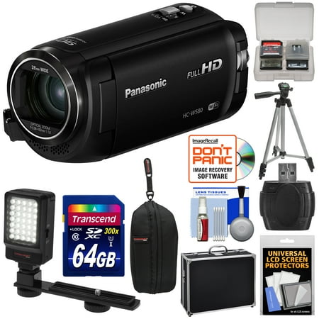 - Panasonic HC-W580 Twin Wi-Fi HD Video Camera Camcorder with 64GB Card + Hard Case + Tripod + LED Light + Reader + Kit