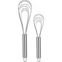 ZDWQFA 2 Pieces Stainless Steel Flat Wire Egg Whisk, 8-Inch and 10-Inch Kitchen Egg Sauce Whisks for Blending, Whisking, Beating, Stirring