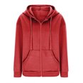 thumbnail image 4 of Womens Coats Outerwear Winter Women's Casual Color Zip Hood Long Sleeve Pocket Jacket Blouse, 4 of 5