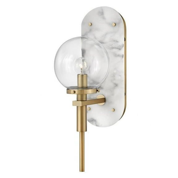 1 Light Glam Steel Wall Sconce with Clear Glass-16.25 inches H By 5.5 inches W-Heritage Brass Finish Bailey Street Home 81-Bel-4614447
