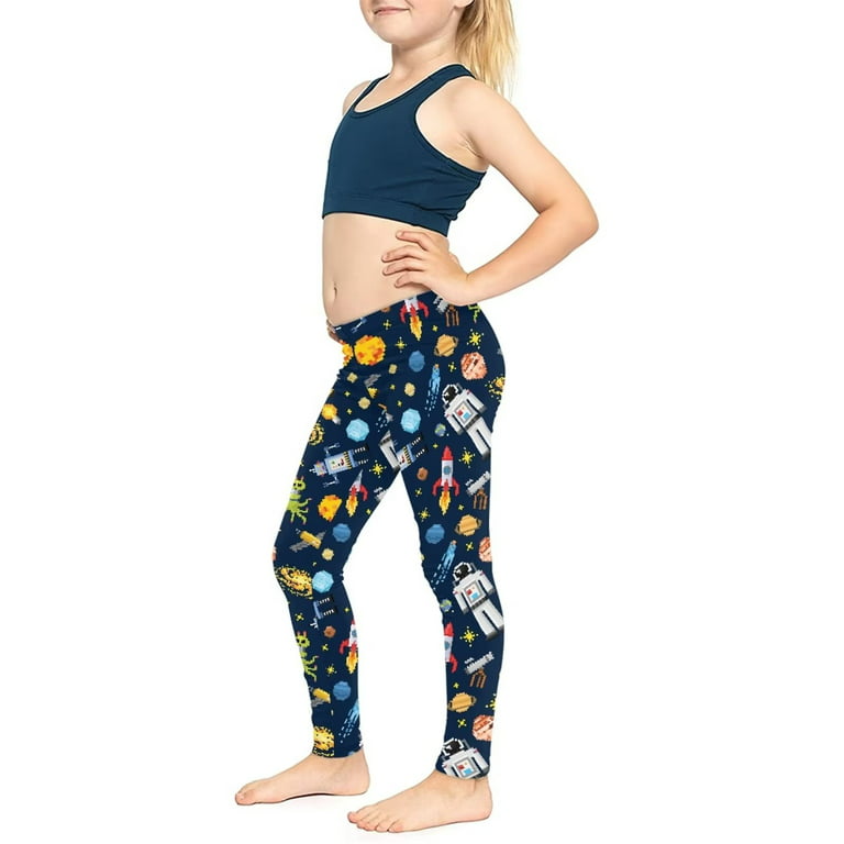 FKELYI Cartoon Robot Cute Girls Leggings Size 6-7 Years Stretchy Playing  Kids Tights Comfy Dancing Yoga Pants High Waisted Butt Lift 