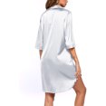 thumbnail image 4 of DPTALR Femmes V-Cou Solide Demi-Genou-Longueur Mi-Mollet Chemises Haut de Forme Décontractée, 4 of 7