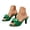 Green, variant on Women's Open Toe Bow Mule Heels Comfortable Wedding Bridal Kitten Heeled Slide Sandals Prom Dress Shoes for Evening Party Green Size 6