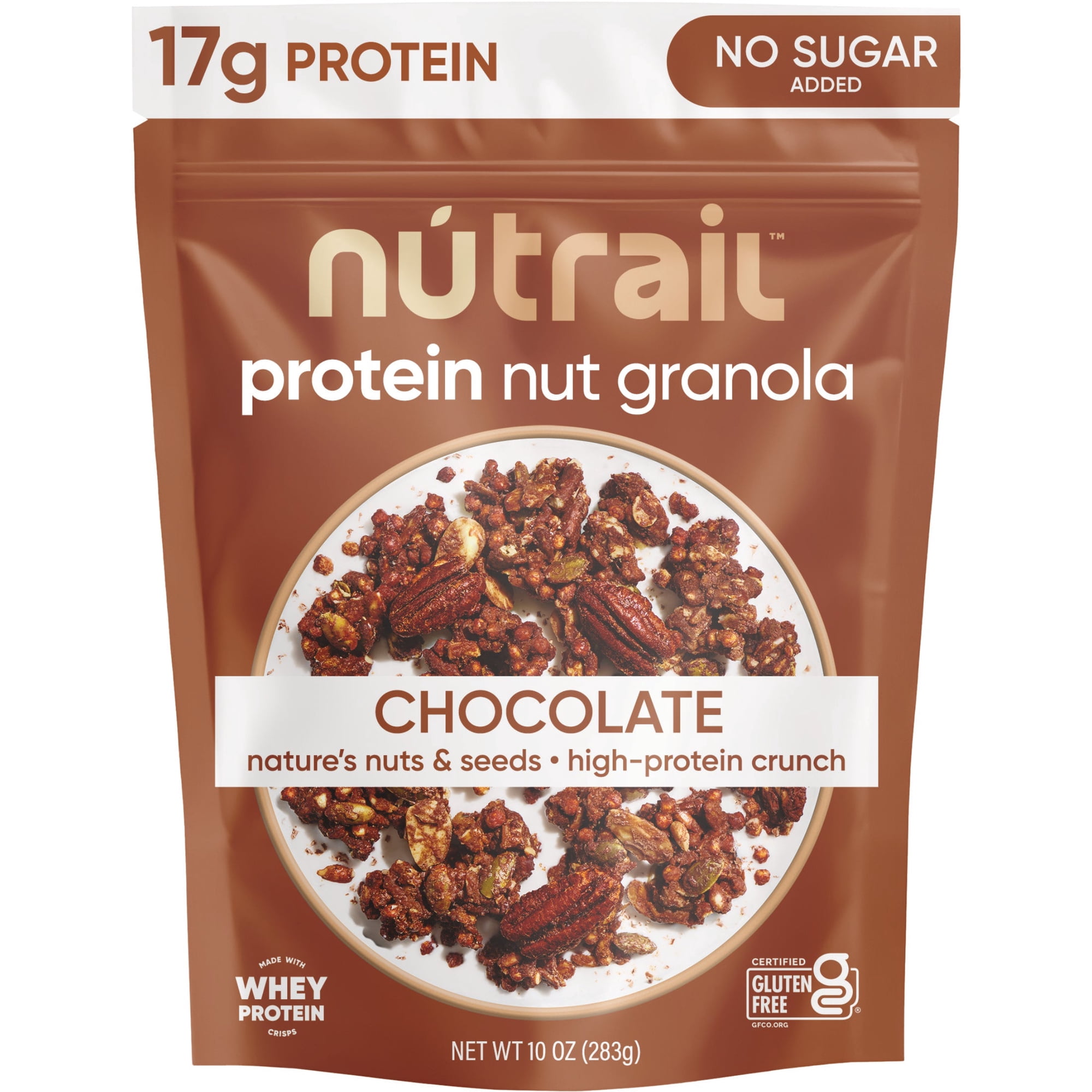 NuTrail 17g Protein Nut Granola Cereal, Chocolate, No Sugar Added, Keto, Low Carb, Gluten Free, Grain Free, Healthy Breakfast 10 oz. 1 Count