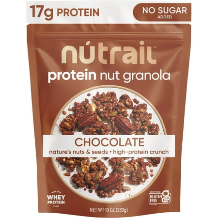 NuTrail 17g Protein Nut Granola Cereal  Chocolate  No Sugar Added  Keto  Low Carb  Gluten Free  Grain Free  Healthy Breakfast 10 oz. 1 Count