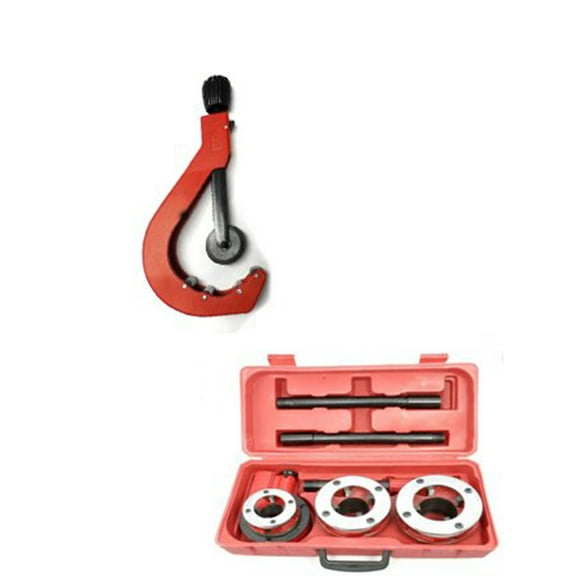 4 1/2" PVC Pipe Cutter And 3 pc Ratcheting Pipe Threader 1 1/4" to 2" Kit
