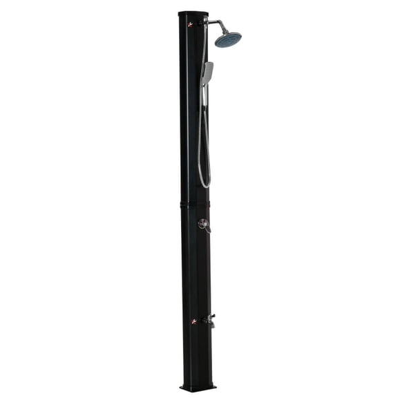 Resenkos 7' Outdoor Solar Heated Shower, 9.2 Gallon Hold, 360 Rotating Rainfall, Foot Faucet, Temp/Pressure Adjustable