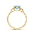 thumbnail image 2 of ANGARA Natural 1.12 ct Aquamarine and Diamond Three Stone Engagement Ring in 14K Yellow Gold for Women (Size-7mm) | March Birthstone, Anniversary, Jewelry Gift for Women | Natural Aquamarine Ring, 2 of 9