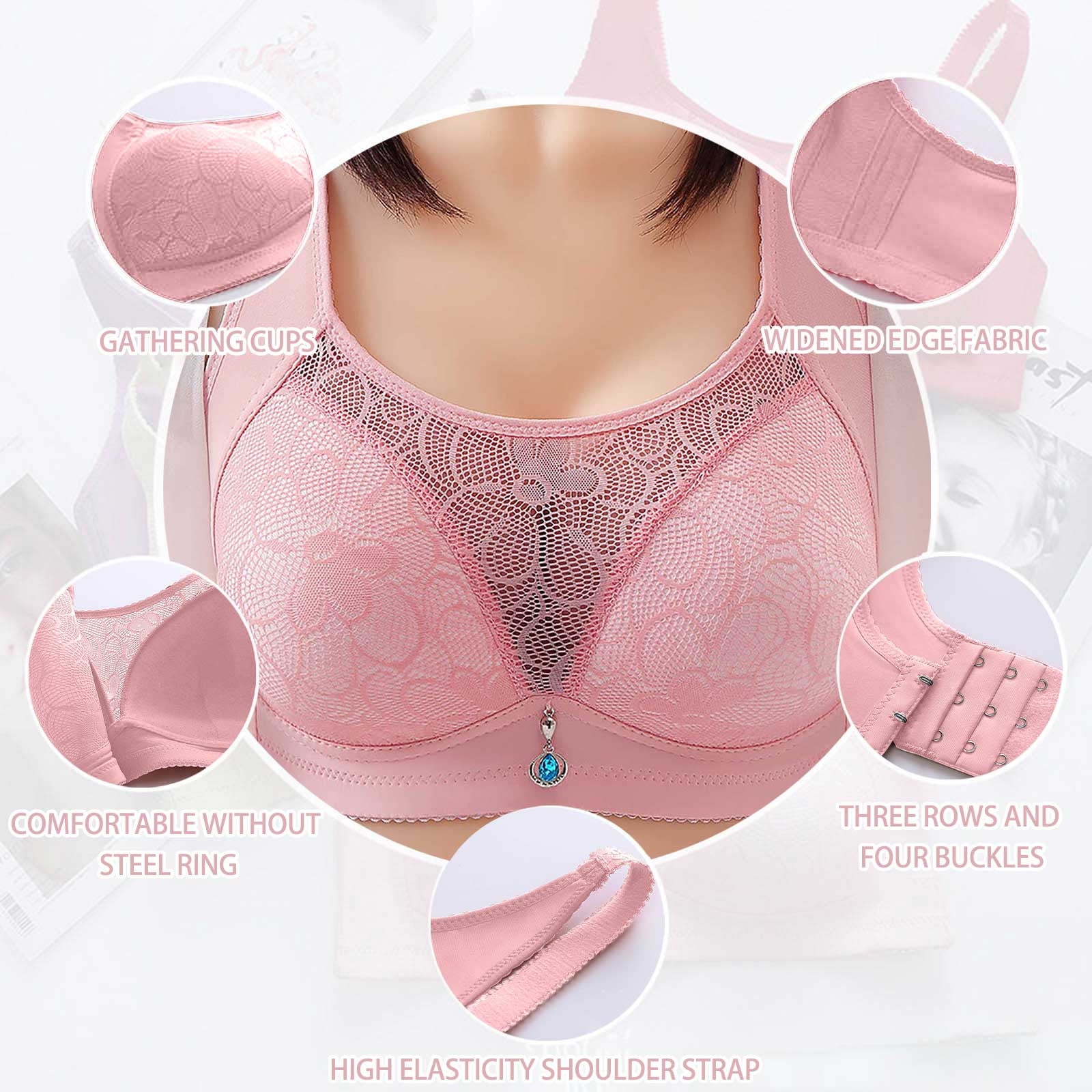Meichang Women's Bras Plus Size Support T-shirt Bras Seamless Comfortable  Bralettes Stretch Breathable Full Figure Bras 