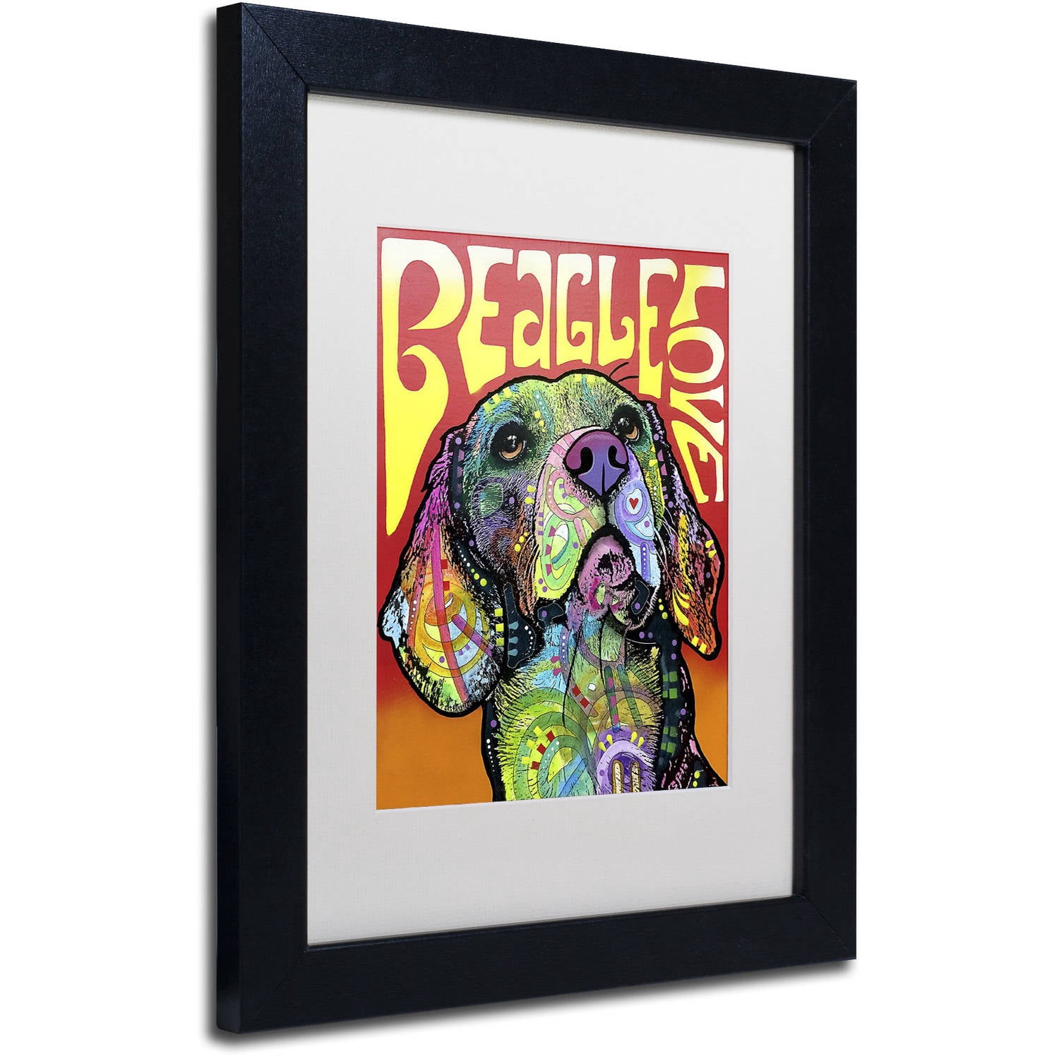 Trademark Fine Art 'Beagle Love' Canvas Art by Dean Russo, White Matte, Black Frame