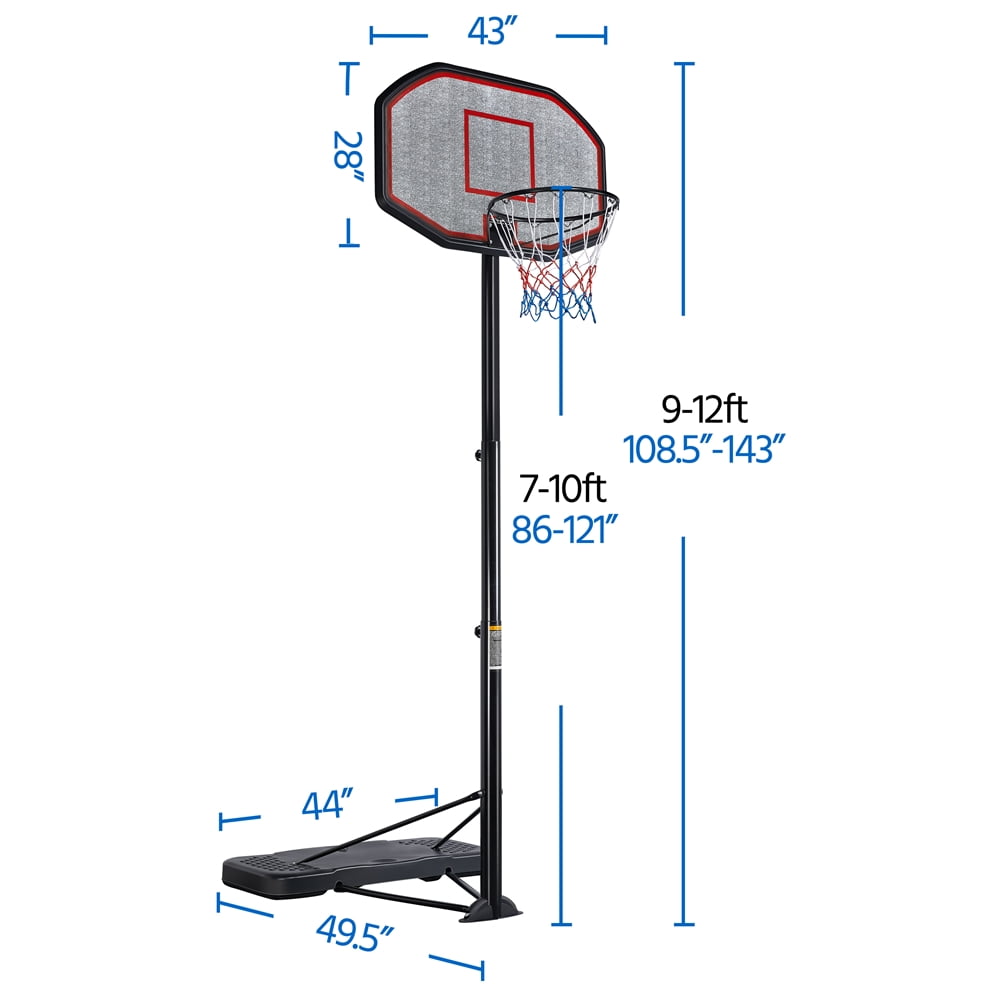 Easyfashion 9-12 Ft. Adjustable Height Portable Basketball Hoop for Outdoors, Red Easyfashion 9-12 Ft. Adjustable Height Portable Basketball Hoop for Outdoors, Red - 1